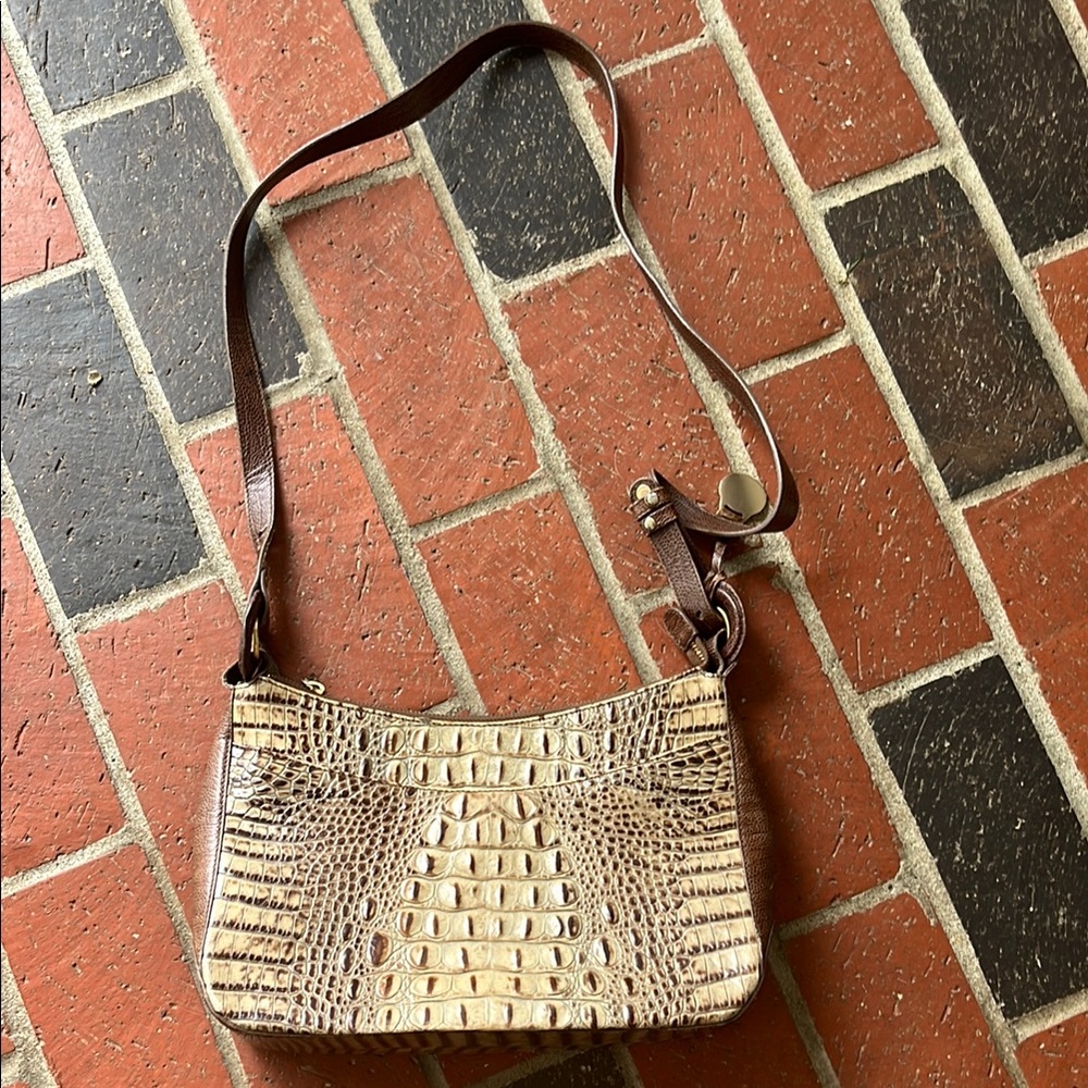 Crocodile Pattern Tan Shoulder Bag